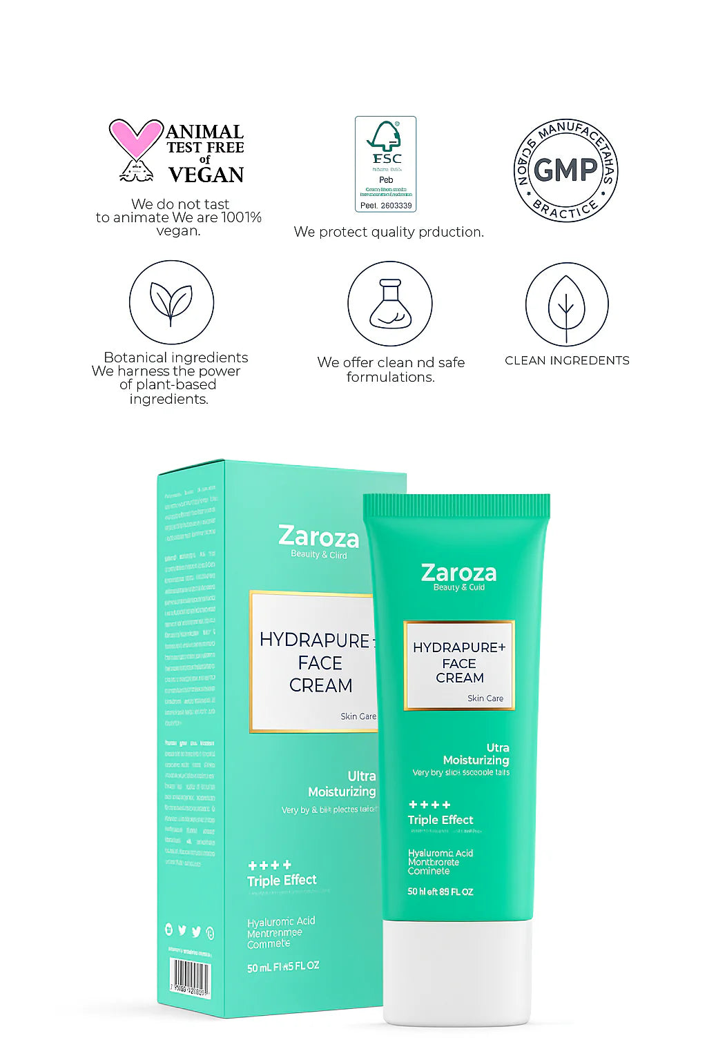 Hydrapure plus 3 Action Intensive Moisturizing Face Cream Repairing Brightening Centella Hyaluronic Acid 75 Ml