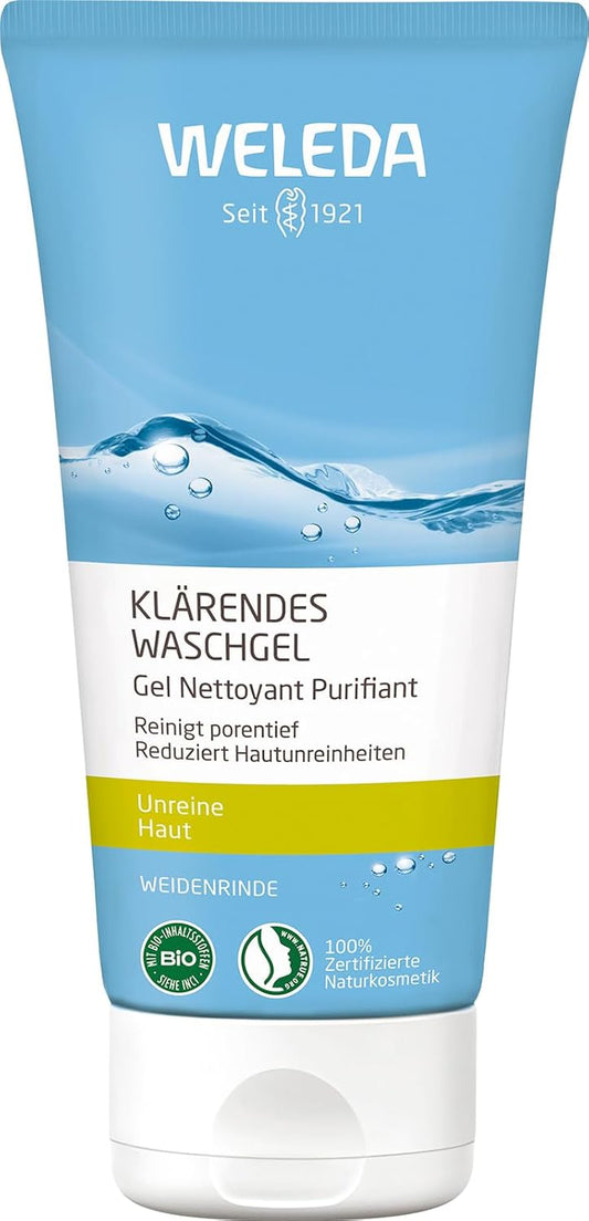 WELEDA Bio Klärendes Waschgel - Porentiefe Naturkosmetik anti Pickel Gesichtsreinigung Für Unreine Haut. Gesichtspflege Bekämpft Pickel / Mitesser & Reduziert Überschüssigen Talg (Vegan, 100Ml)