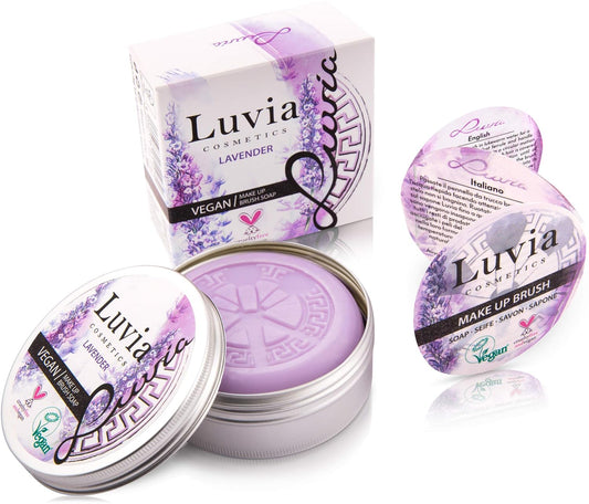 Luvia Pinselreiniger Kosmetik - Brush Soap Flieder – Zur Kosmetik-Pinsel-Reinigung - Beauty-Blender Seife - 100G XXL Schminkpinsel Reiniger Brush Cleaner for Makeup