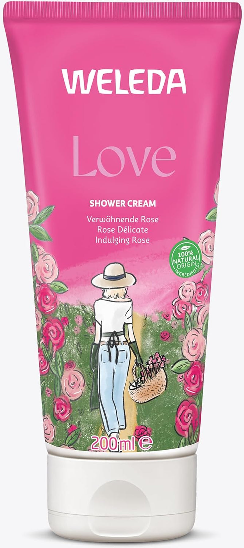 WELEDA Bio Love Duschgel Vegan - Naturkosmetik Aroma Shower Duschseife Für Frauen & Männer Mit Rose, Jasmin & Ylang Duft, Natürliche Hautpflege Dusche Zur Reinigung Von Gesicht & Körper (1X 200Ml)