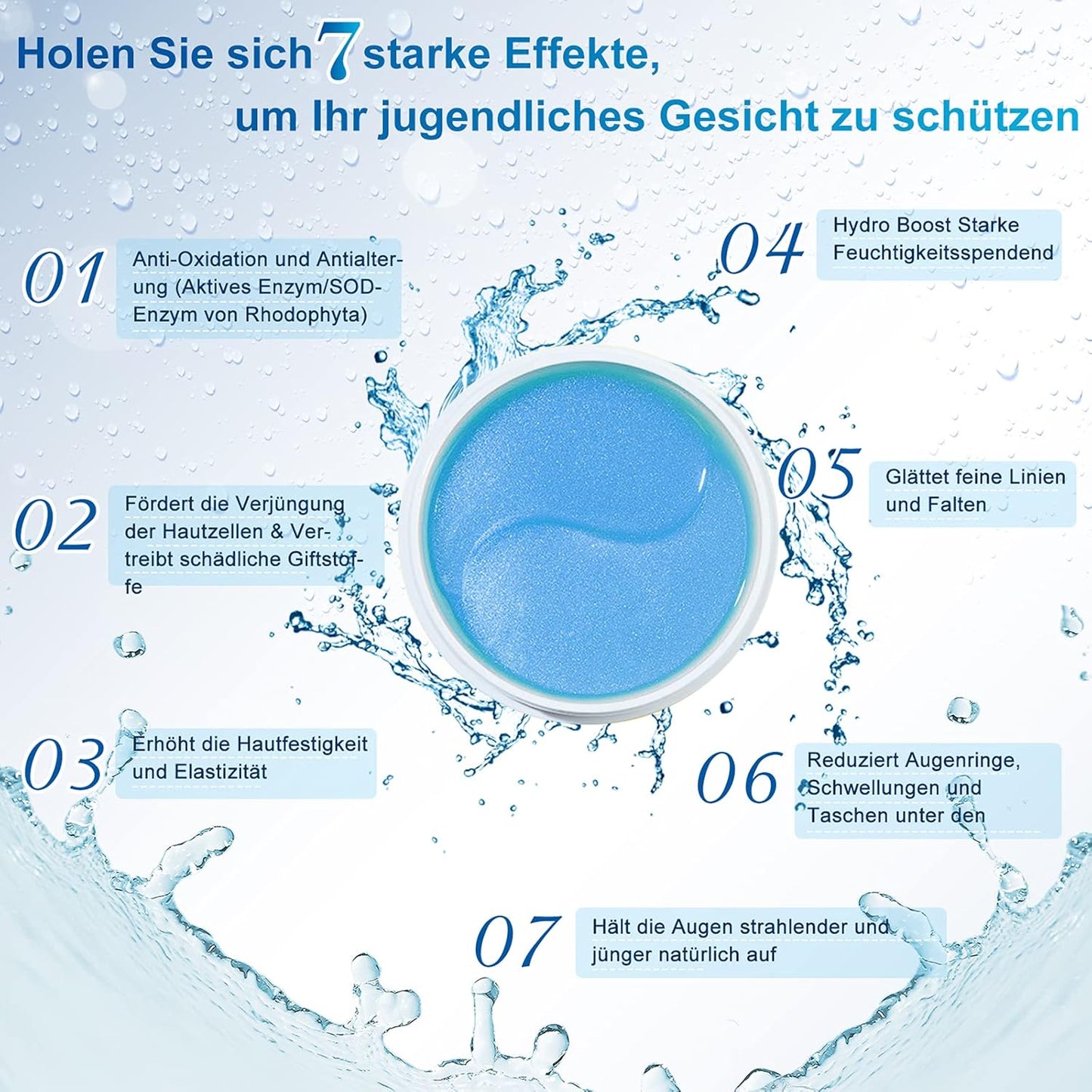 Augenpads Eye Mask Hyaluronsäure Collagen - Gegen Augenringe Tränensäcke Falten Dunkle Kreise & Puffiness, Eye Patch Hydrogel, anti Aging Augen Pads Mit Kühlend Feuchtigkeit 60Pcs