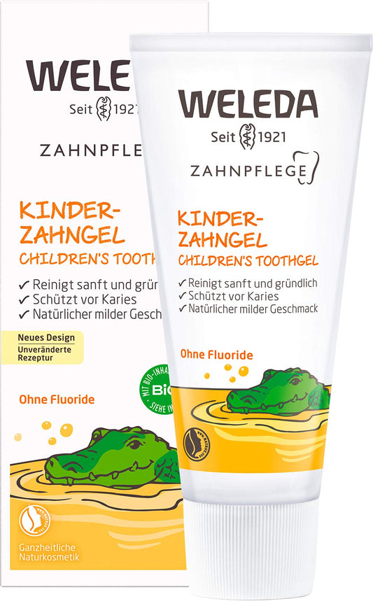 WELEDA Bio Kinder Zahngel – Vegane Naturkosmetik Zahnpasta Ohne Fluoride Zur Zahnpflege Von Milchzähnen & Zahnfleisch Von Kleinkindern & Babys. Fluoridfreie Zahnreme Zum Schutz Vor Karies (1X 50Ml)