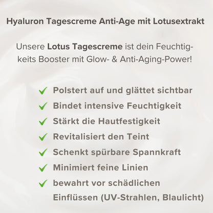•Anti Age• Hyaluron Tagescreme mit Lotusextrakt – 3-fach Hyaluron | BDIH Naturkosmetik