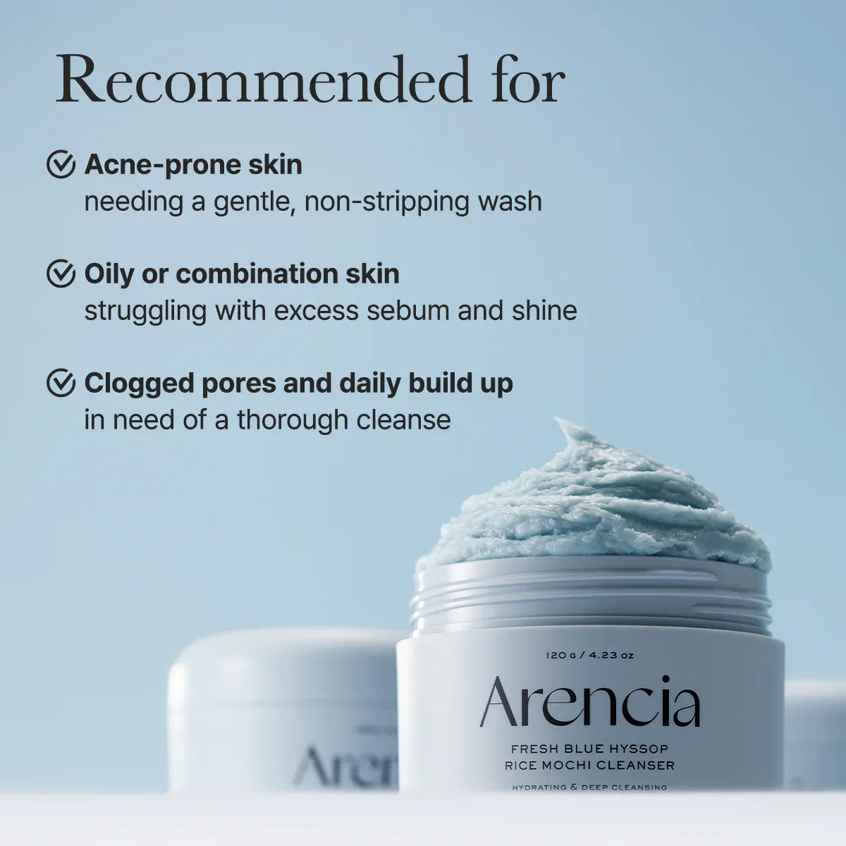 ARENCIA Fresh Blue Hyssop Rice Mochi Cleanser - 120g