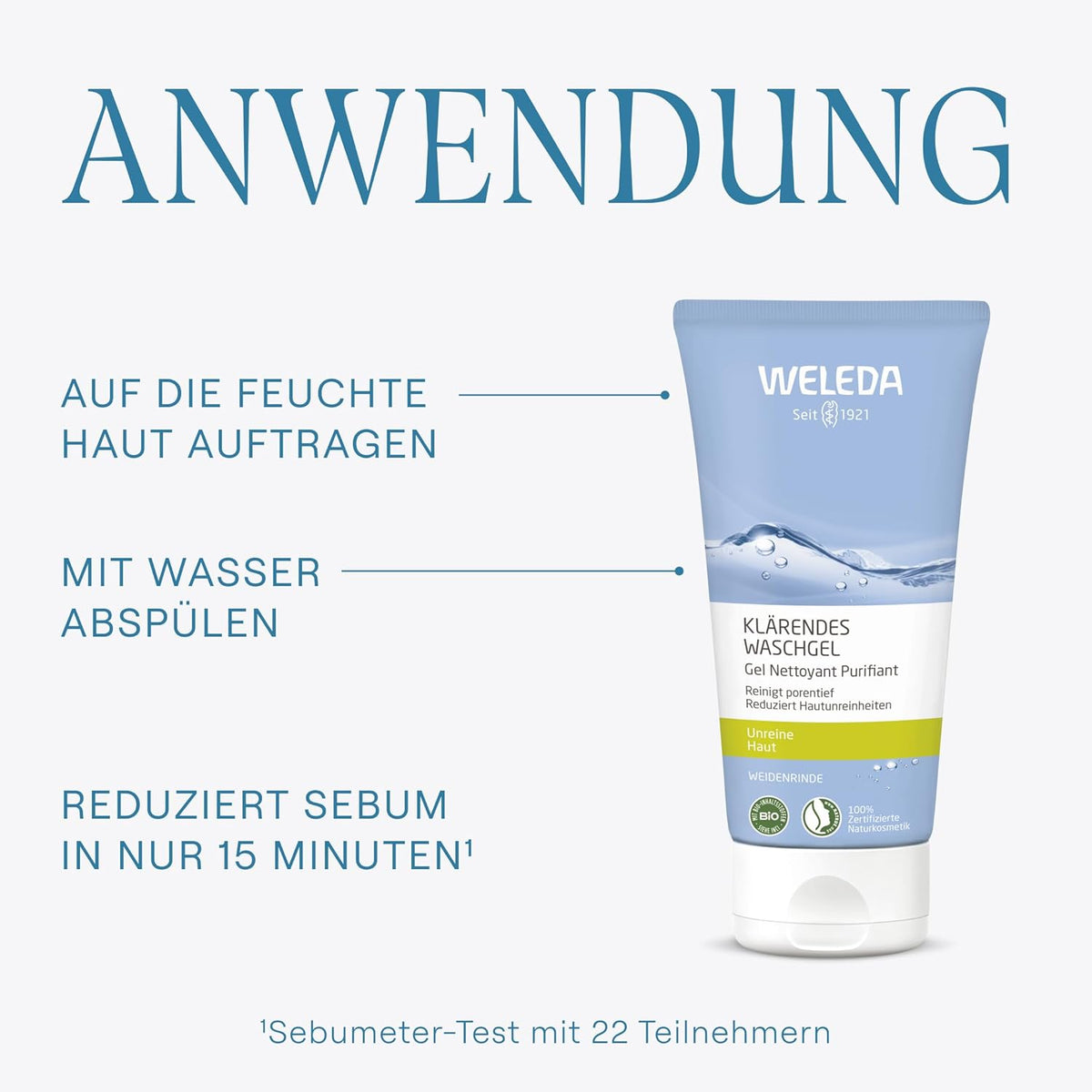WELEDA Bio Klärendes Waschgel - Porentiefe Naturkosmetik anti Pickel Gesichtsreinigung Für Unreine Haut. Gesichtspflege Bekämpft Pickel / Mitesser & Reduziert Überschüssigen Talg (Vegan, 100Ml)