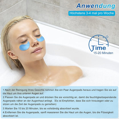 Augenpads Eye Mask Hyaluronsäure Collagen - Gegen Augenringe Tränensäcke Falten Dunkle Kreise & Puffiness, Eye Patch Hydrogel, anti Aging Augen Pads Mit Kühlend Feuchtigkeit 60Pcs
