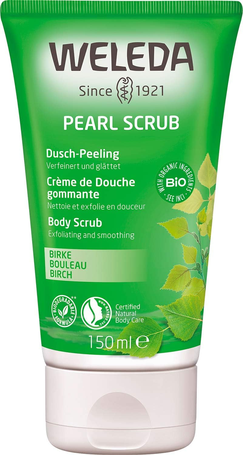 WELEDA Bio Pearl Body Scrub Duschgel - Naturkosmetik Birke Peeling Duschseife Für Frauen & Männer Mit Grapefruit / Zitrone Duft - Natürliche Körperpeeling Dusche Für Spürbar Glatte Haut (1X 150Ml)