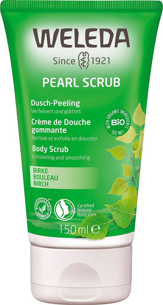 WELEDA Bio Pearl Body Scrub Duschgel - Naturkosmetik Birke Peeling Duschseife Für Frauen & Männer Mit Grapefruit / Zitrone Duft - Natürliche Körperpeeling Dusche Für Spürbar Glatte Haut (1X 150Ml)